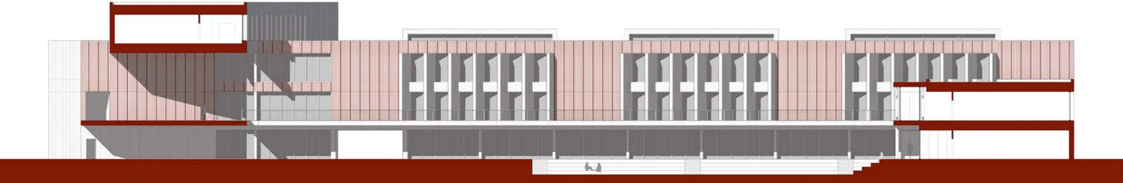 Section of the central block: a base of solids and voids